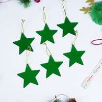 Green Star designed Christmas Decoration Ornaments- Set of 6