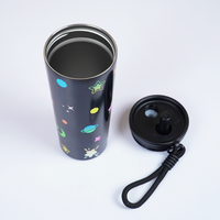 Galaxy Theme Stainless Steel Sipper Bottle with Straw