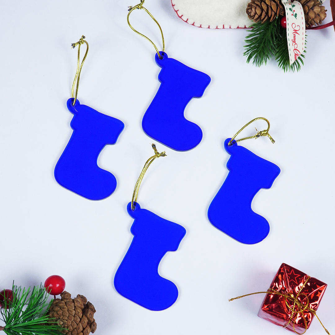 Blue Socks designed Christmas Decoration Ornaments- Set of 6