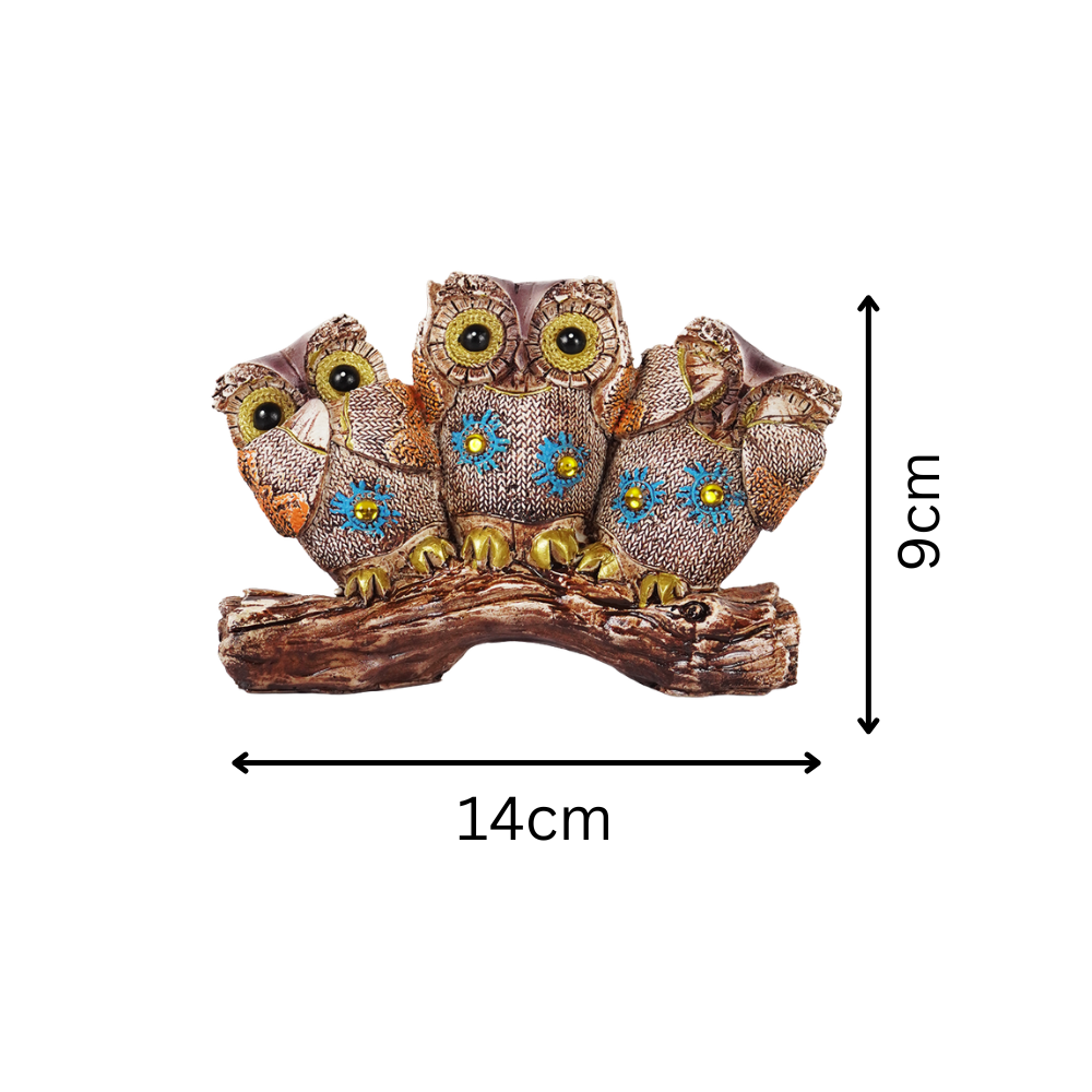 WiseCharm™ Owl Family Showpiece – Resin Decor with Artistic Detailing