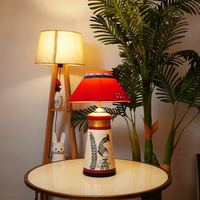 Rangriti Tribal Glow Table Lamp – Red & Gold Ethnic Shade
