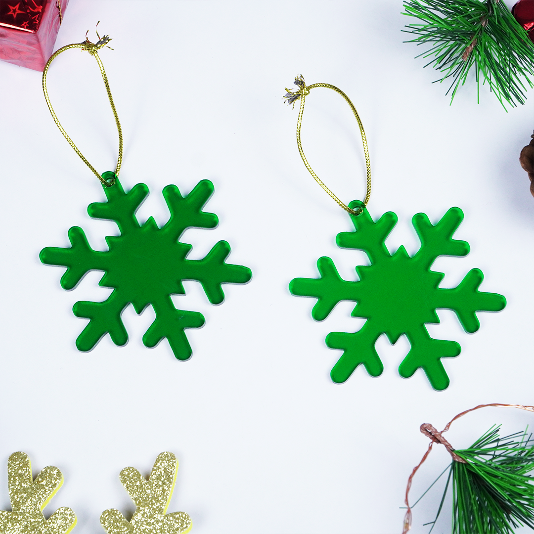 Green Snowflake Christmas Ornaments – Set of 6
