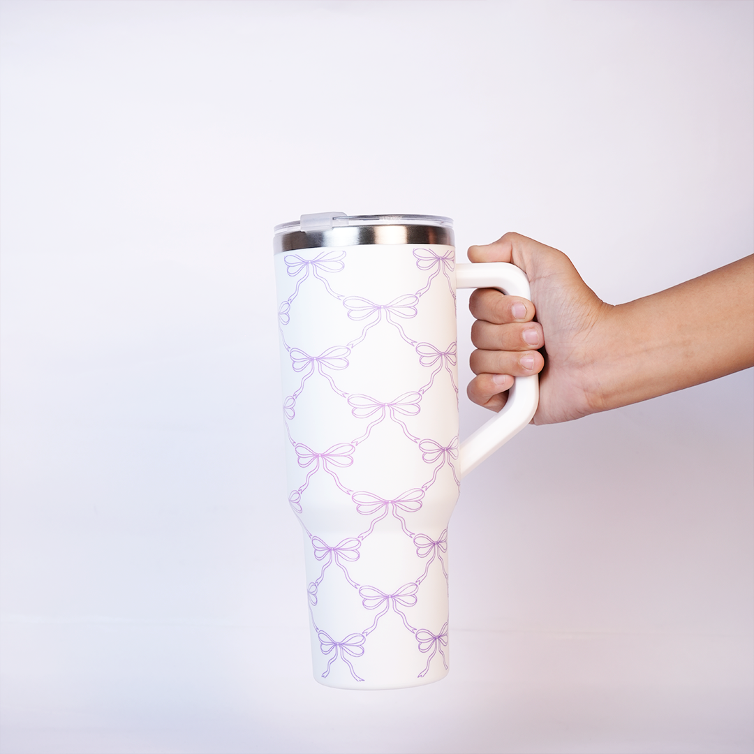 Lavender Bow in BLUE COLOR Stainless Steel Tumbler