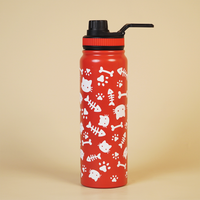 Cute Cat Print Stainless Steel Water Bottle