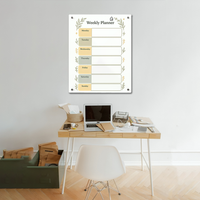 Minimal Botanical Milky Weekly Acrylic Wall Planner – Elegant & Functional Organizer