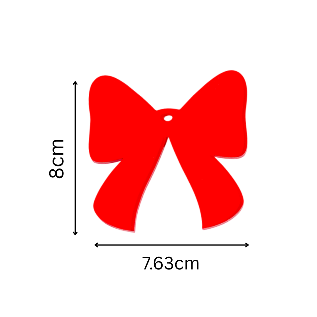 Red Bow designed Christmas Decoration Ornaments- Set of 6