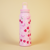 Cute Cherry Print Stainless Steel Water Bottle