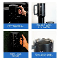 Aesthetic Bow Print Black Stainless Steel Tumbler with Floral Charm