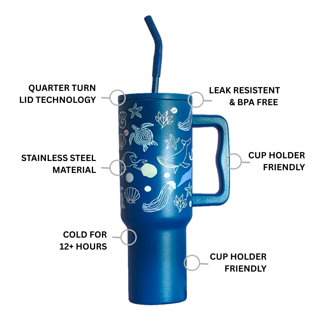 Ocean Deep Sea Dream Stainless Steel Tumbler with Straw – 40oz