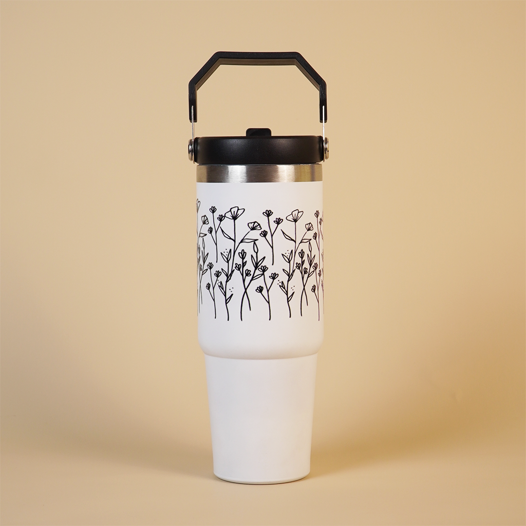 FleurFlow™ Flipstraw Tumbler with Straw & Lid