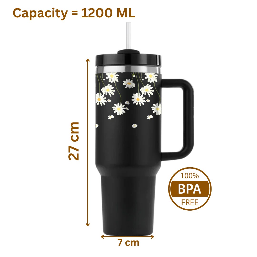 White Daisy Line Art Tumbler