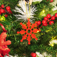Set-6 Christmas Snowflake Ornaments – Red Hanging Decorations for Tree