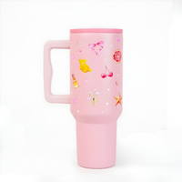 Blush Pop Aesthetic Tumbler with Handle, Straw & Spill-Proof Lid