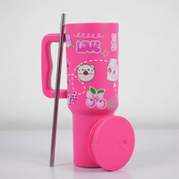 “Hot Pink Love Doodle Tumbler – Leak-Proof & Stylish” - Memories InsitePINK LOVE DOODLE TUMBLER-40 OZ