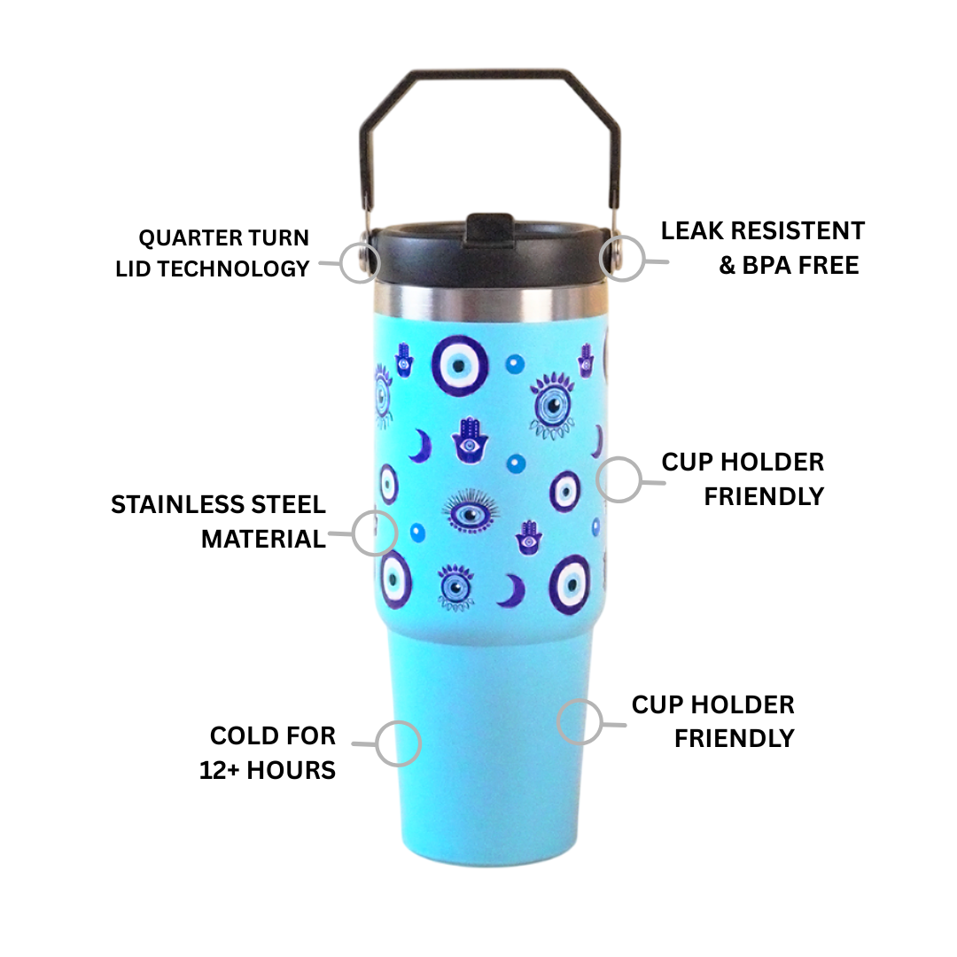 Evil Eye Protection with Hamsa Hands Insulated Tumbler