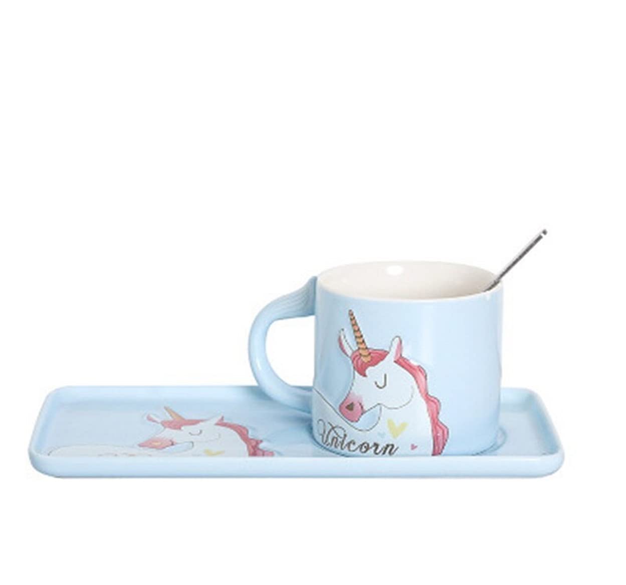 Unicorn Ceramic Coffee Mug with Tray/Saucer