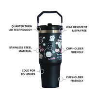 Meow Magic Tumbler – Cute Cat Print Stainless Steel Double-Wall Insulated Mug