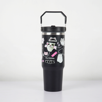 Cute Cat Insulated Tumbler with Handle