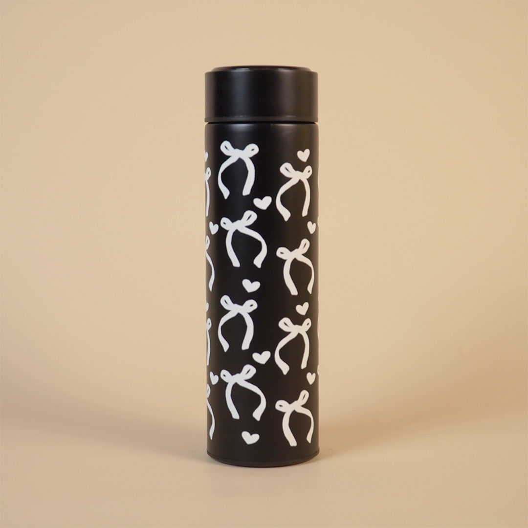 White Bow Design Stainless Steel Water Bottle