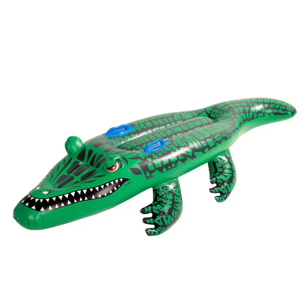 Inflatable Crocodile Pool Float Ride-on Crocodile-shaped Floating Bed With Handle Great For Pool Party.