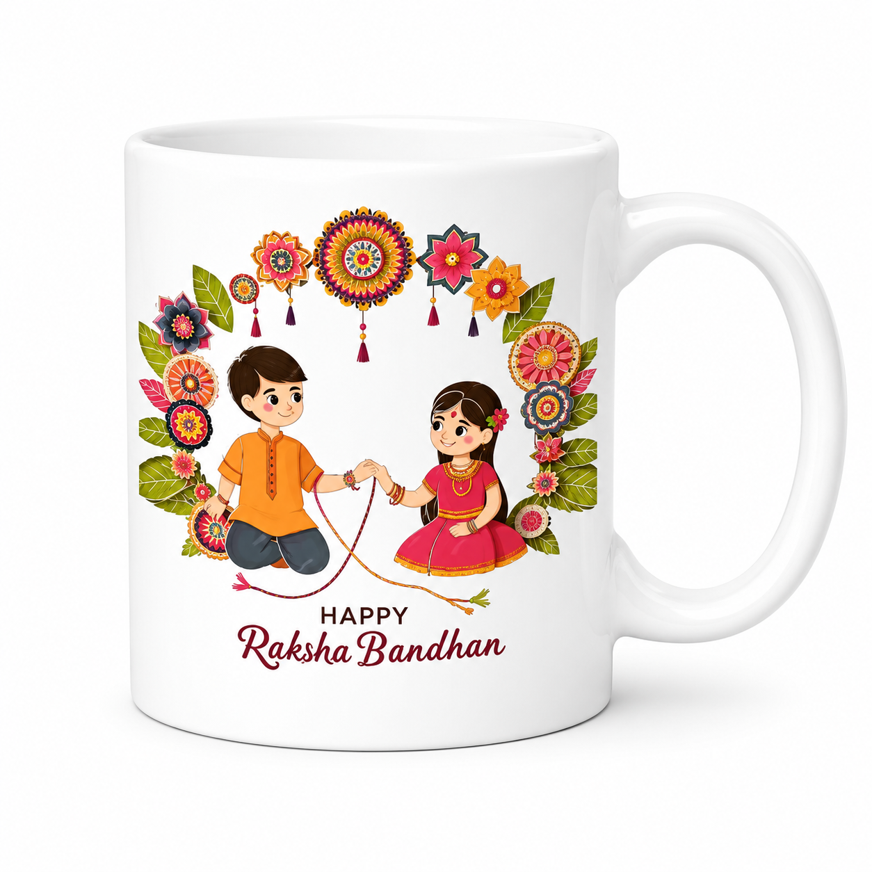 Happy Raksha Bandhan Ceramic Coffee Mug | Brother & Sister Printed Coffee Cup
