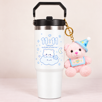 11:11 Printed Tumbler with Handle & Straw | Reusable Travel Cup | Cute Everyday Drinkware