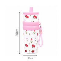 Floral & Mushroom Stainless Steel Insulated Tumbler with Straw & Carry Loop