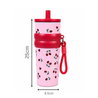 Cherry Blossom Stainless Steel Insulated Tumbler with Straw & Carry Loop