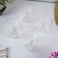 Double Wall Glass Cups | Heat Resistant Clear Glass for Coffee, Tea & Drinks