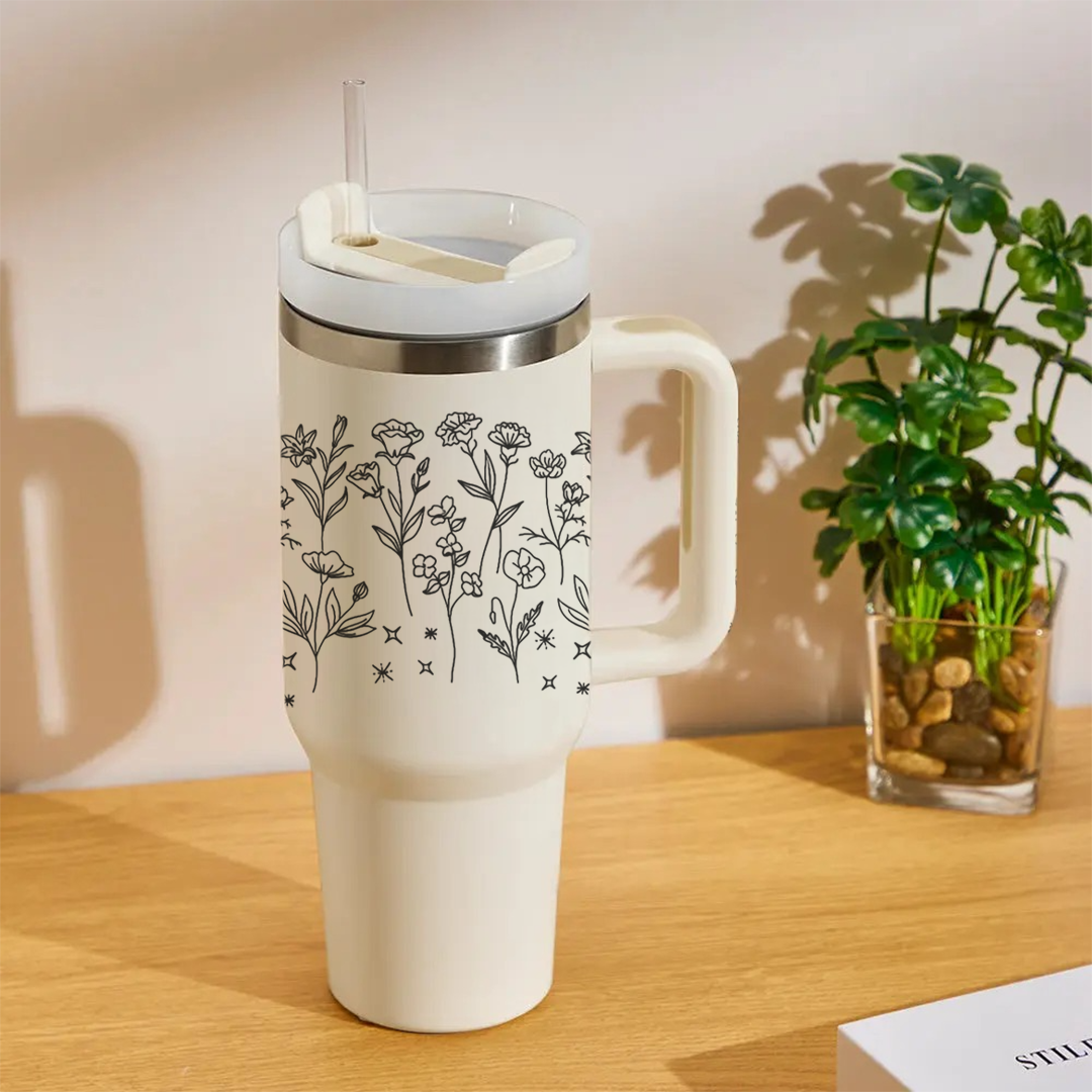 Minimal Floral Line Art Tumbler