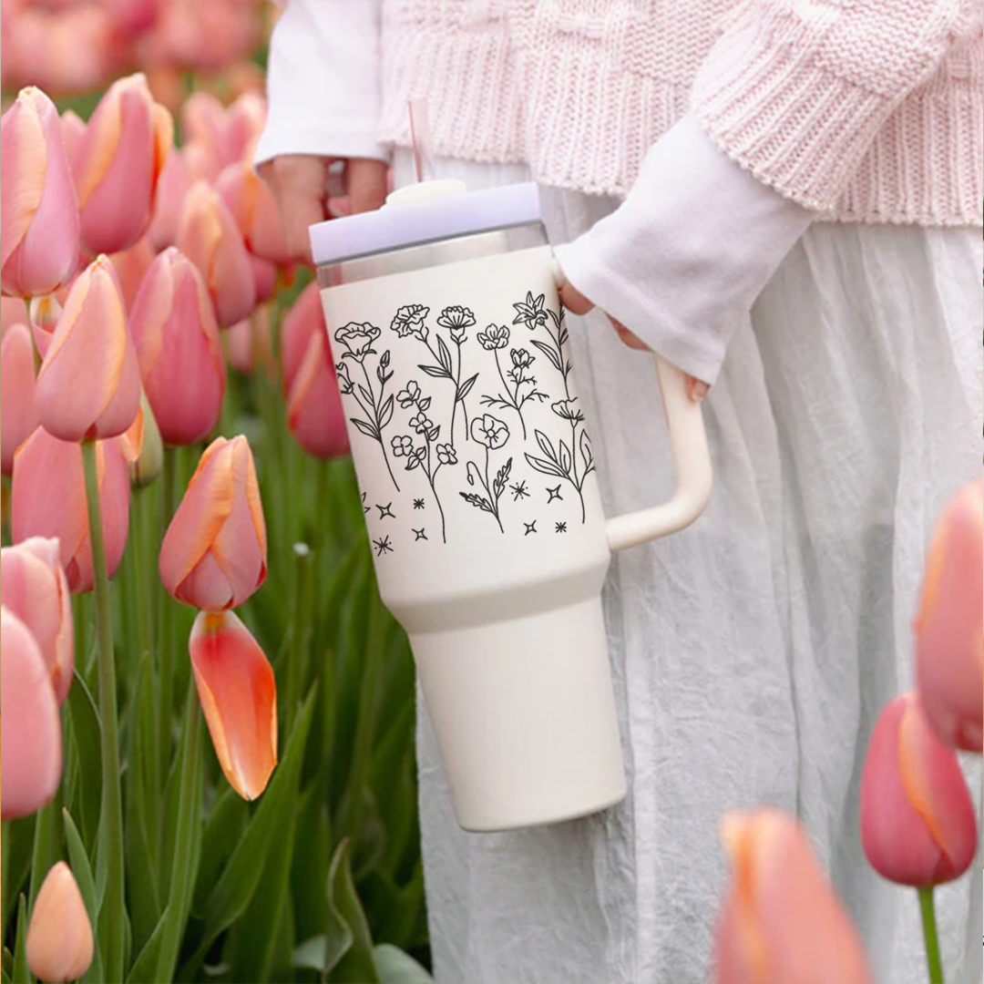 Minimal Floral Line Art Tumbler