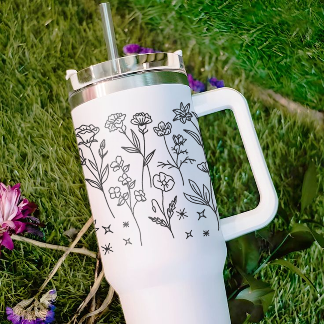 Minimal Floral Line Art Tumbler
