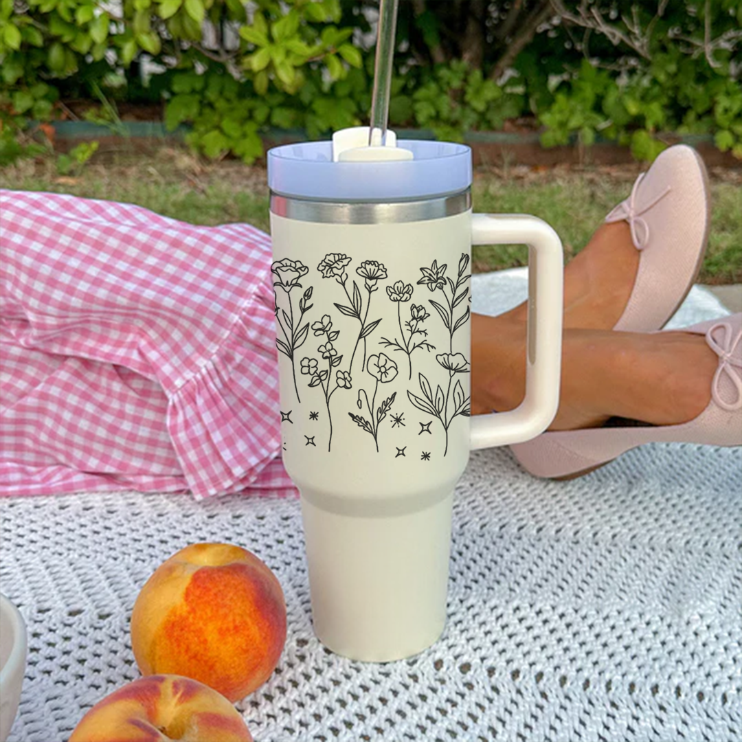 Minimal Floral Line Art Tumbler