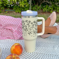 Minimal Floral Line Art Tumbler