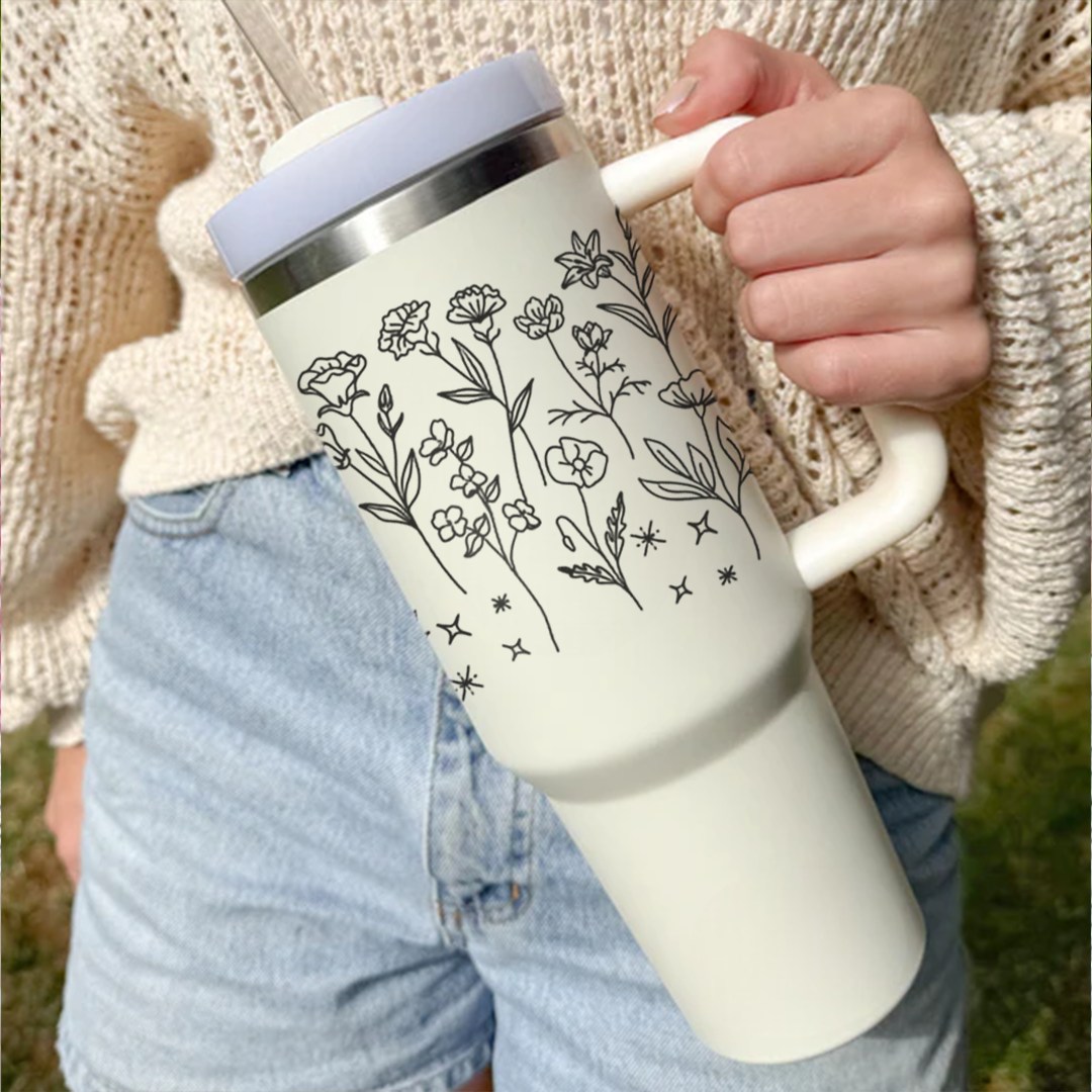 Minimal Floral Line Art Tumbler