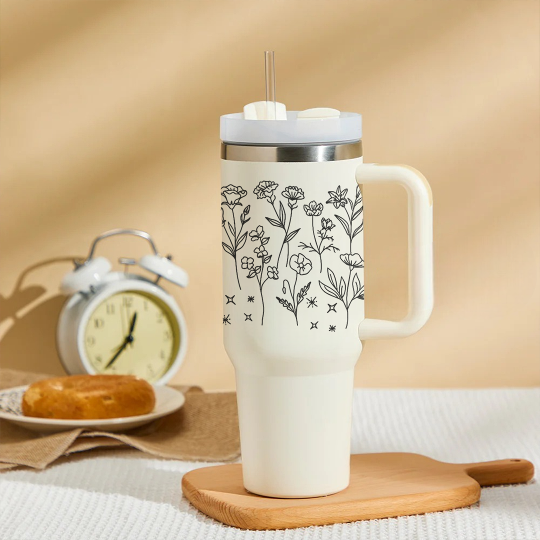 Minimal Floral Line Art Tumbler