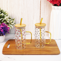 Set of 2 Sweet Hearts & Blooms Glass Tumbler Set