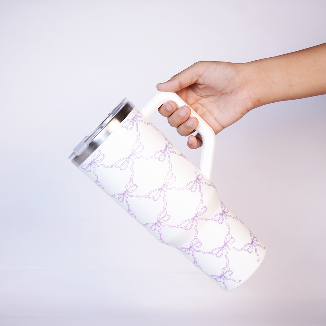 Lavender Bow in BLUE COLOR Stainless Steel Tumbler