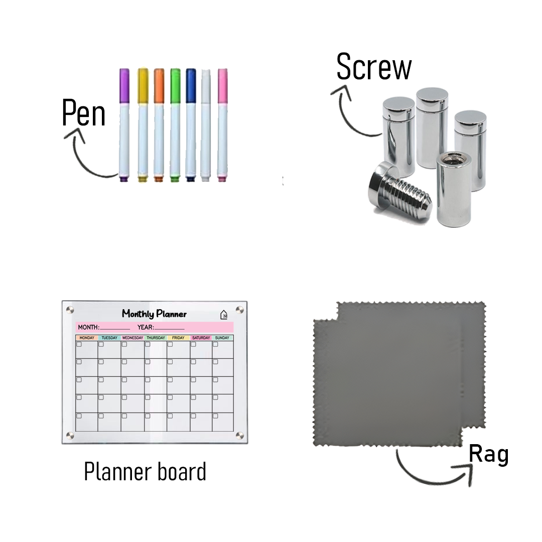 Acrylic Monthly Wall Planner – Reusable Calendar Board with Dry Erase Surface | Home, Office & Study Organizer