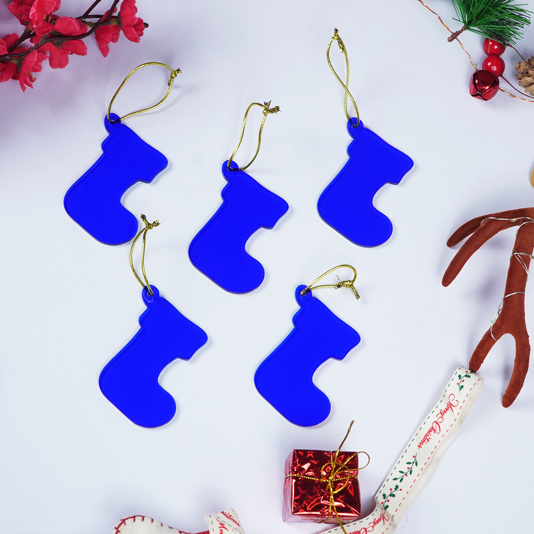 Blue Socks designed Christmas Decoration Ornaments- Set of 6