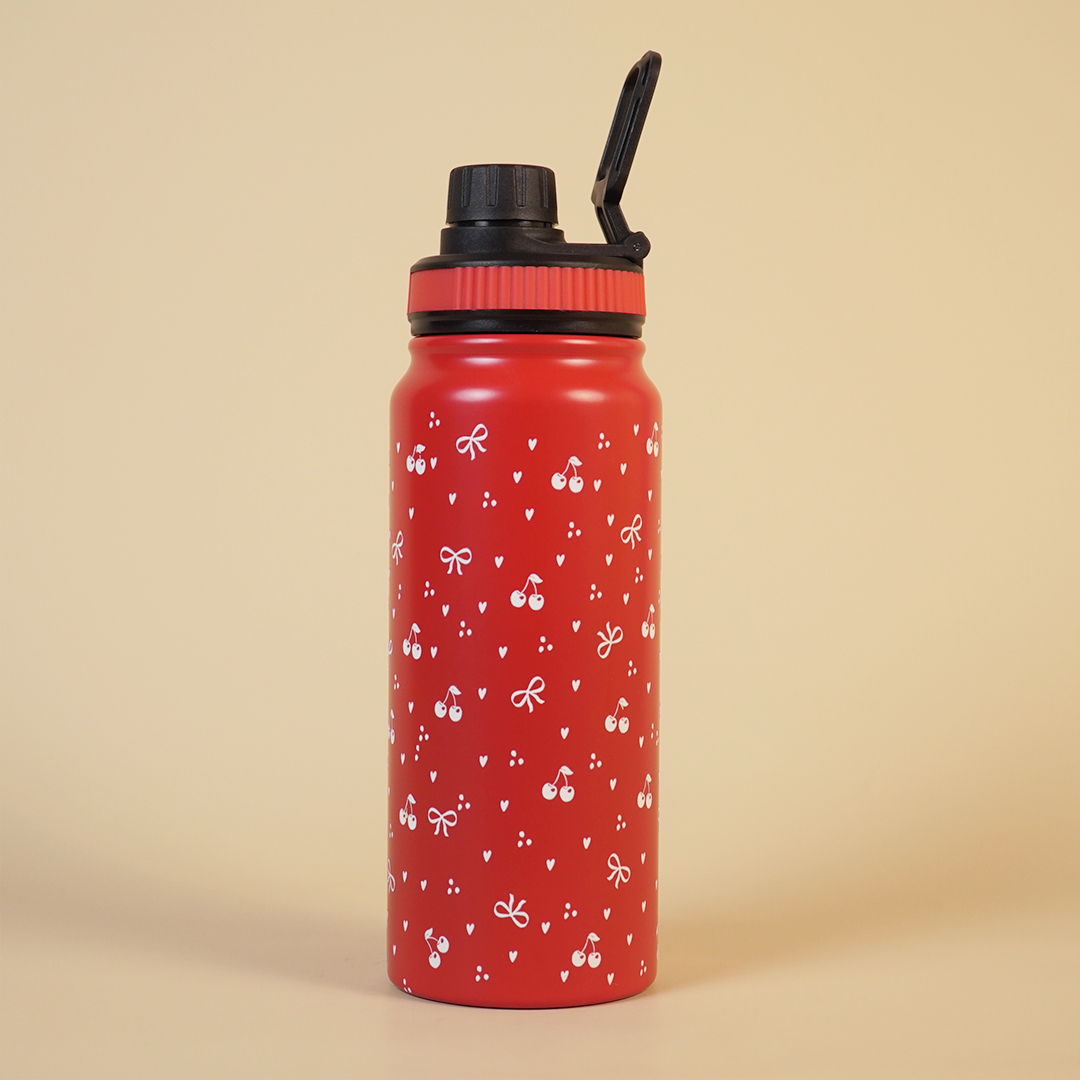 Cherry Print Stainless Steel Water Bottle
