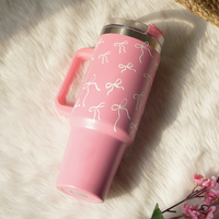 Pink Insulated Tumbler with Handle & Straw