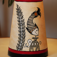 Rangriti Tribal Glow Table Lamp – Red & Gold Ethnic Shade
