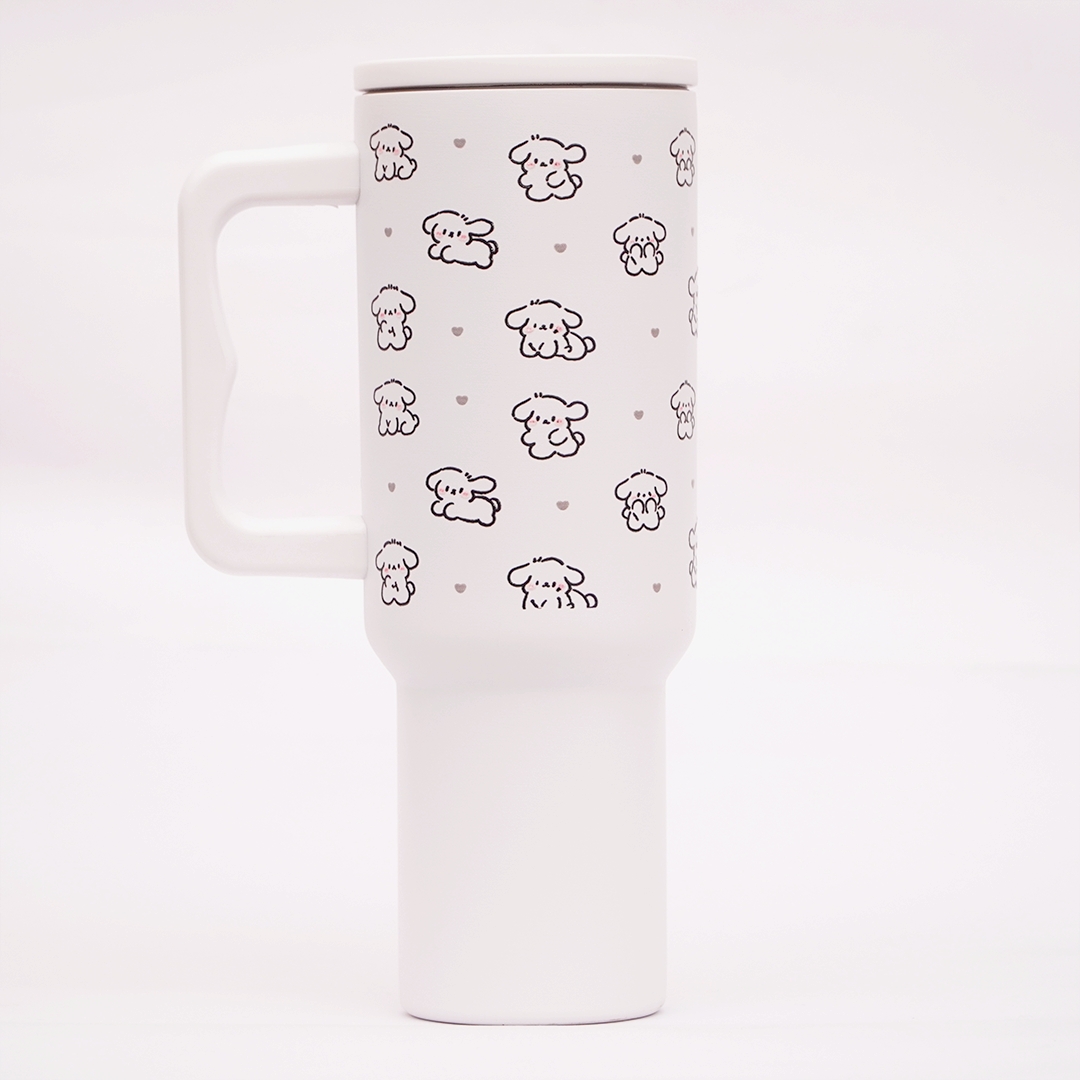 Cute Puppy Stainless Steel Travel Tumbler with Handle & Leakproof Lid | Double Wall Vacuum Insulated Coffee Mug (Copy)