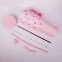 Cute Pastel Pink Tumbler with Bow, Daisy & Heart