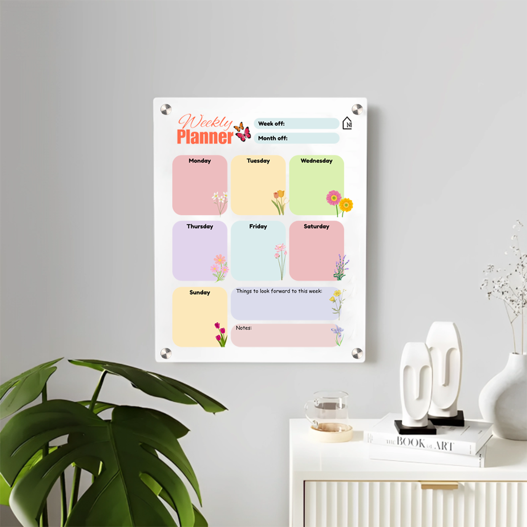 Weekly Acrylic Milky Wall Planner – Minimal & Functional Organizer