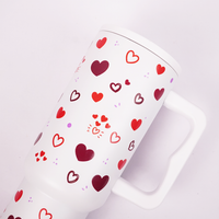 Red & Maroon Scattered Hearts Print TUMBLER