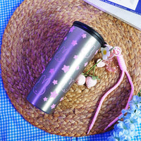 Bunny & Star Print Sipper Bottle with Charm | Reusable Travel Water Bottle | Cute Everyday Drinkware