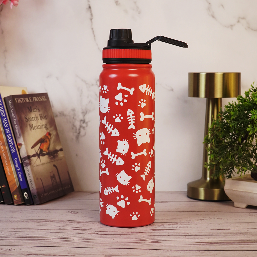 Cute Cat Print Stainless Steel Water Bottle