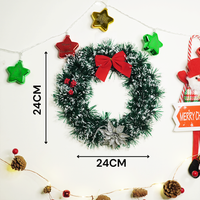 Snow-Frosted Christmas Wreath with Red Bow & Silver Flower